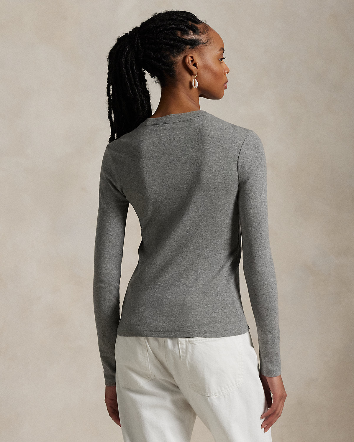 Slim Fit Stretch Cotton Long-Sleeve Tee