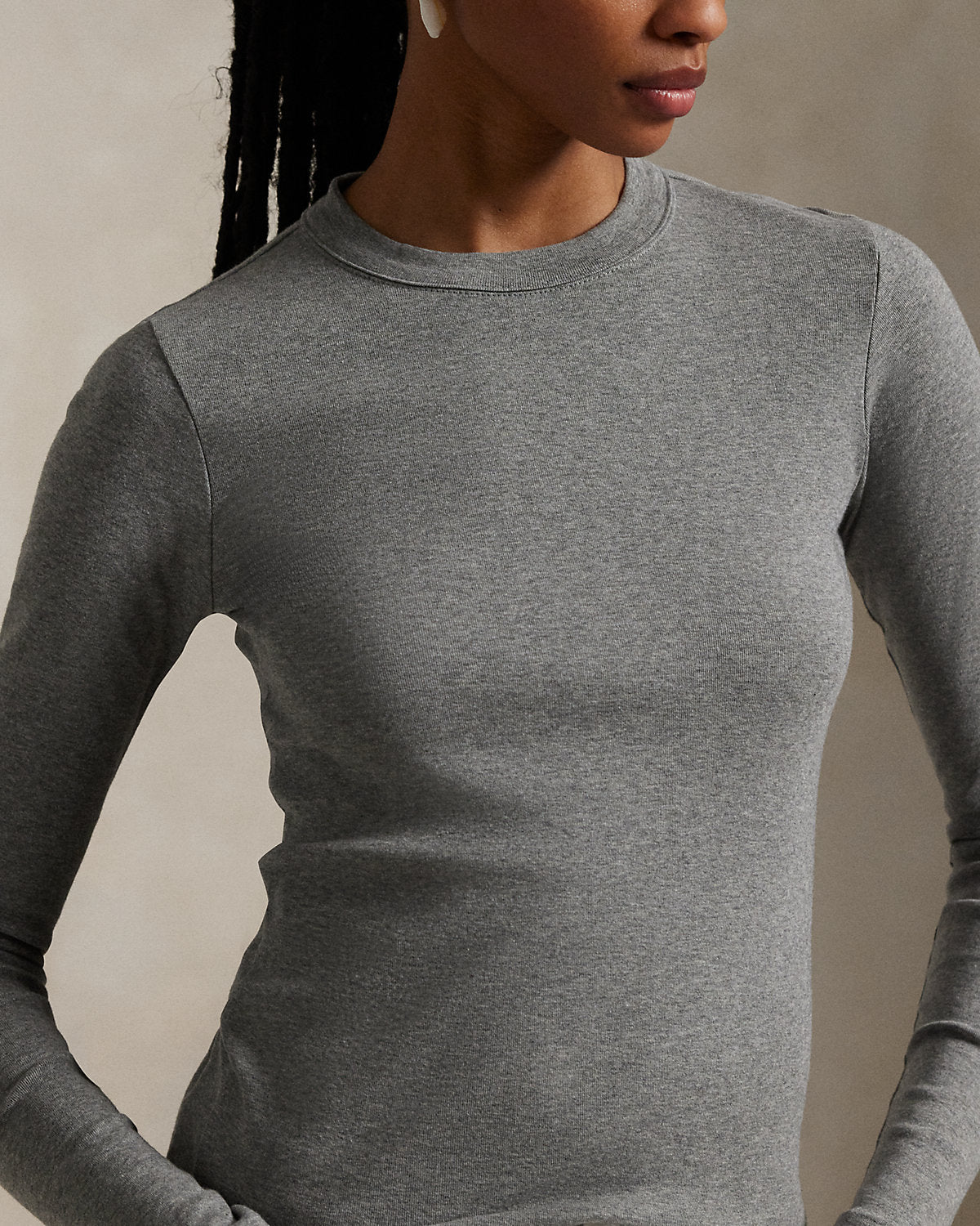 Slim Fit Stretch Cotton Long-Sleeve Tee