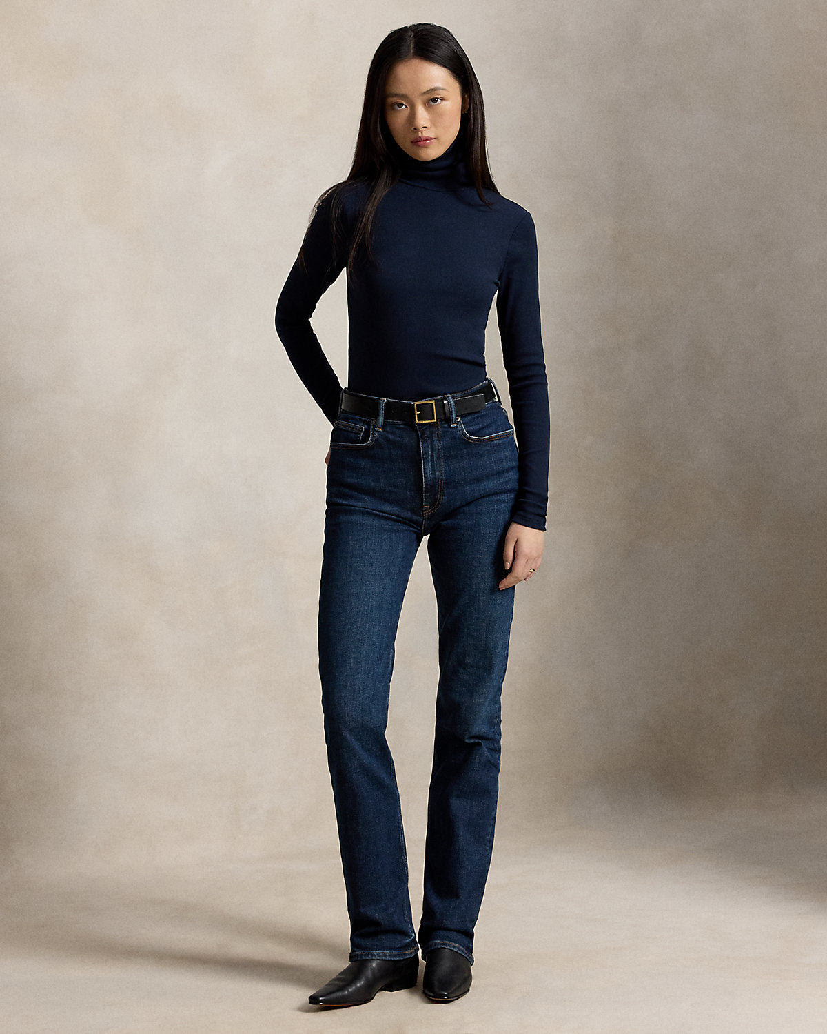 Stretch-Cotton Ribbed Turtleneck