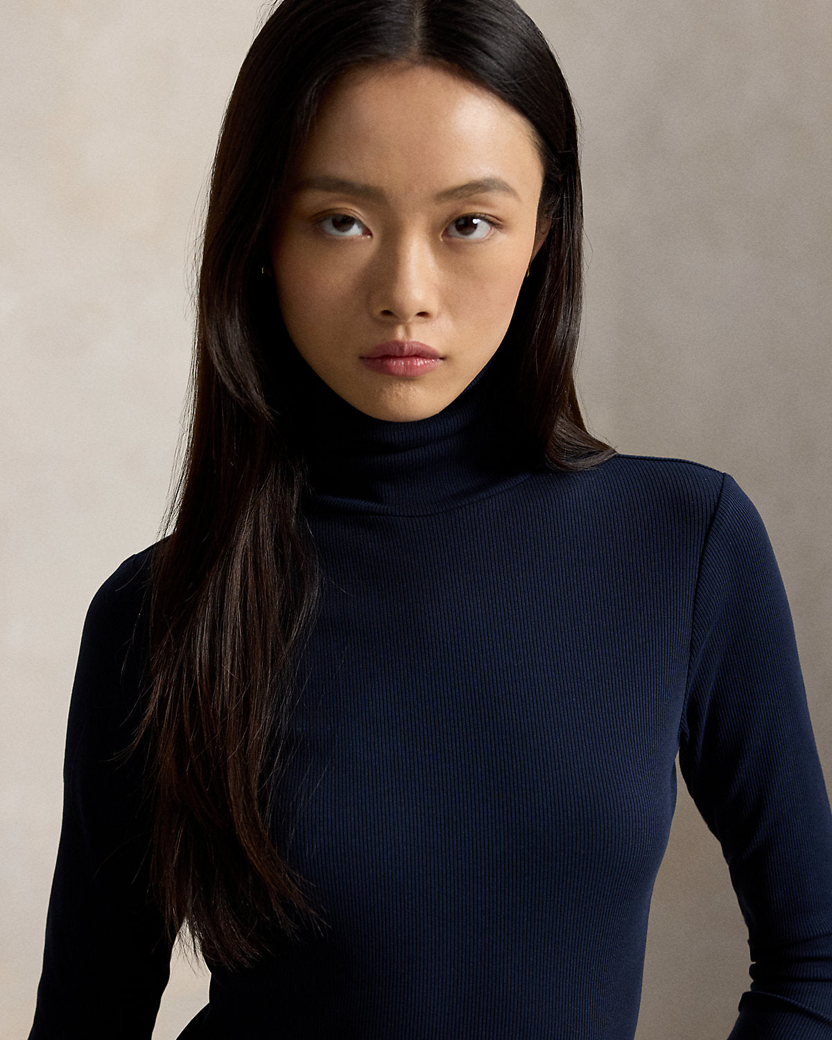 Stretch-Cotton Ribbed Turtleneck