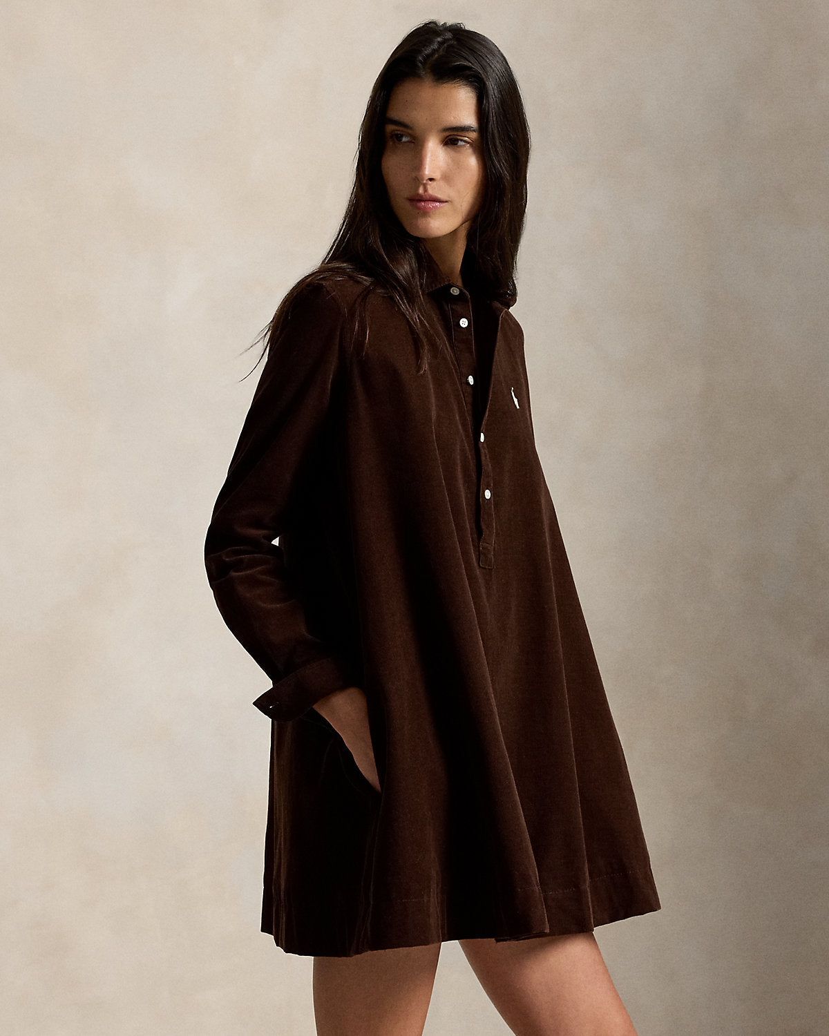 Corduroy Pleated Shirtdress