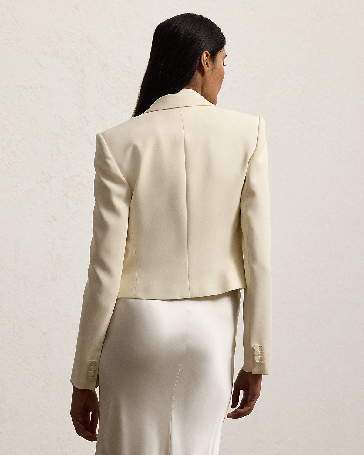 Spencer Wool Crepe Tuxedo Jacket Lux Cream