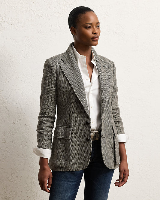 Preston Herringbone Tweed Jacket Black/Cream