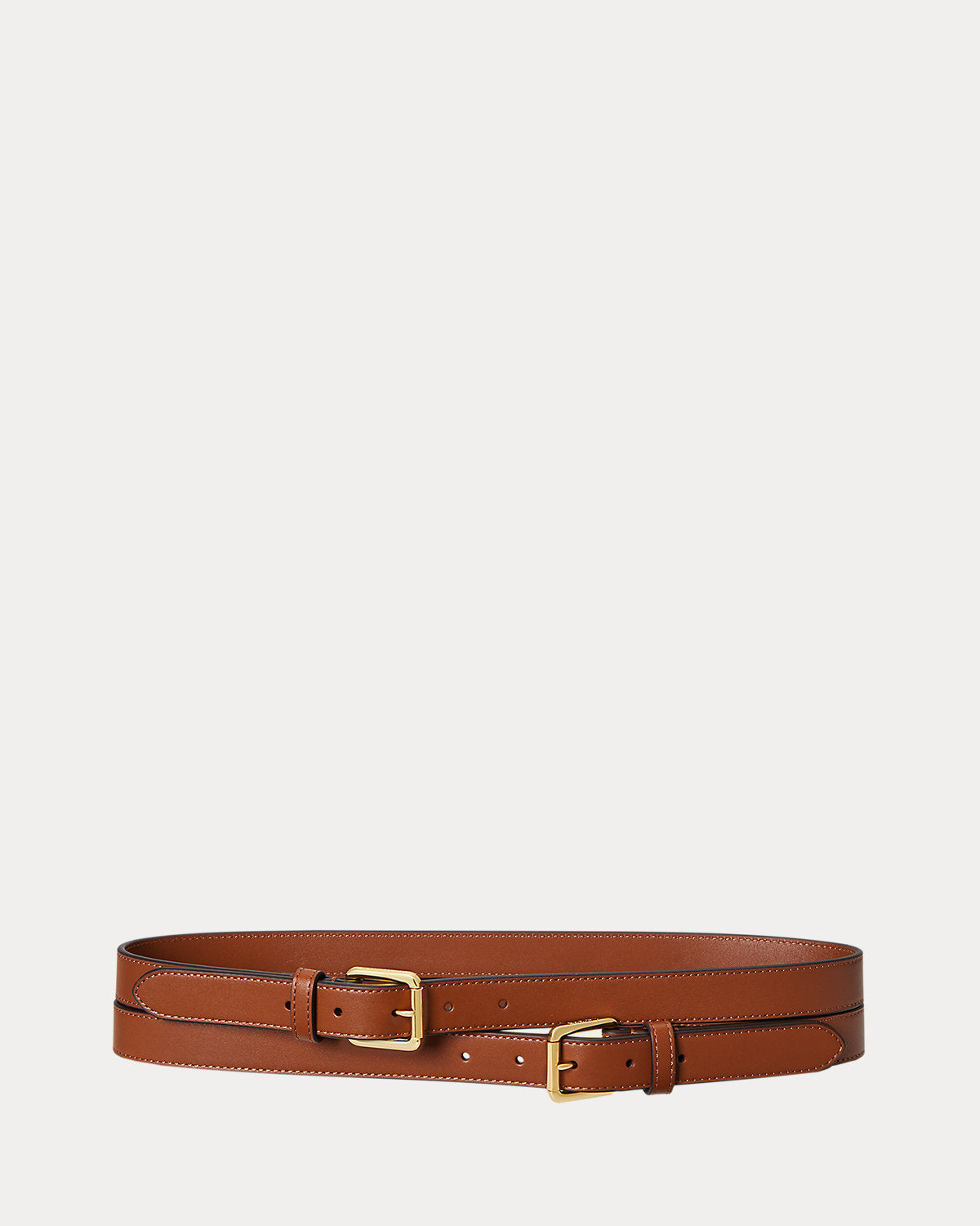 Leather Double-Buckle Stacked Wide Belt