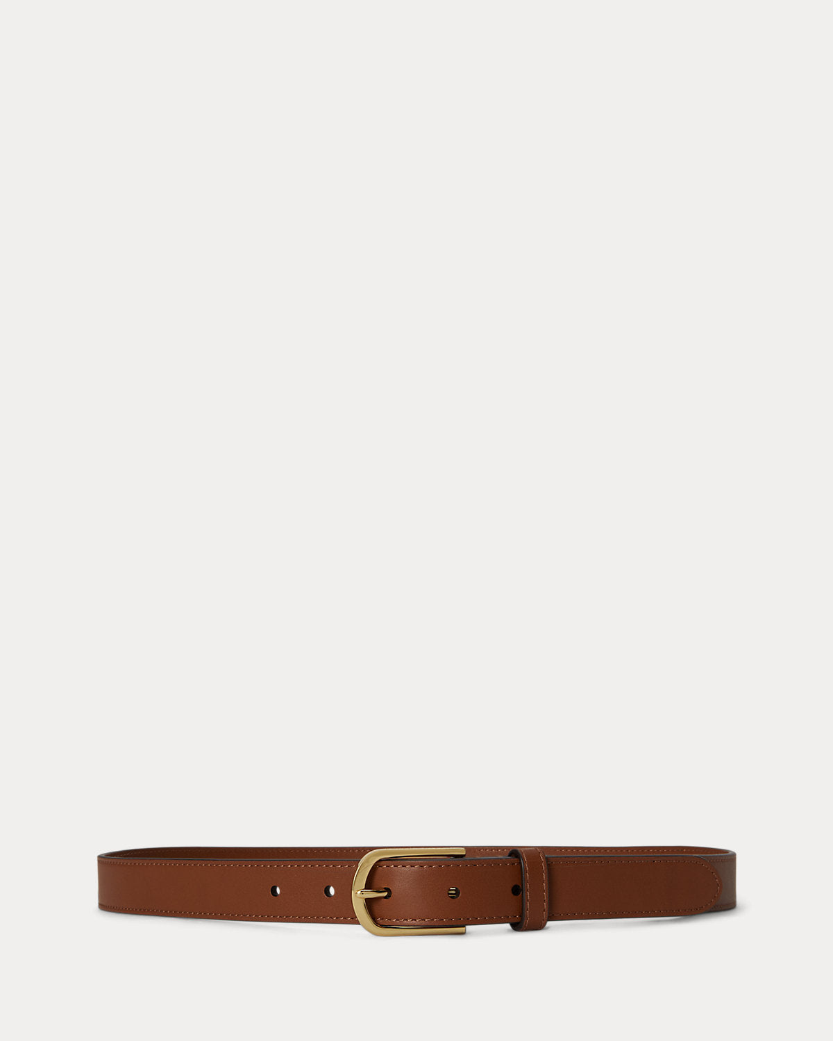 Rounded-Buckle Leather Skinny Belt