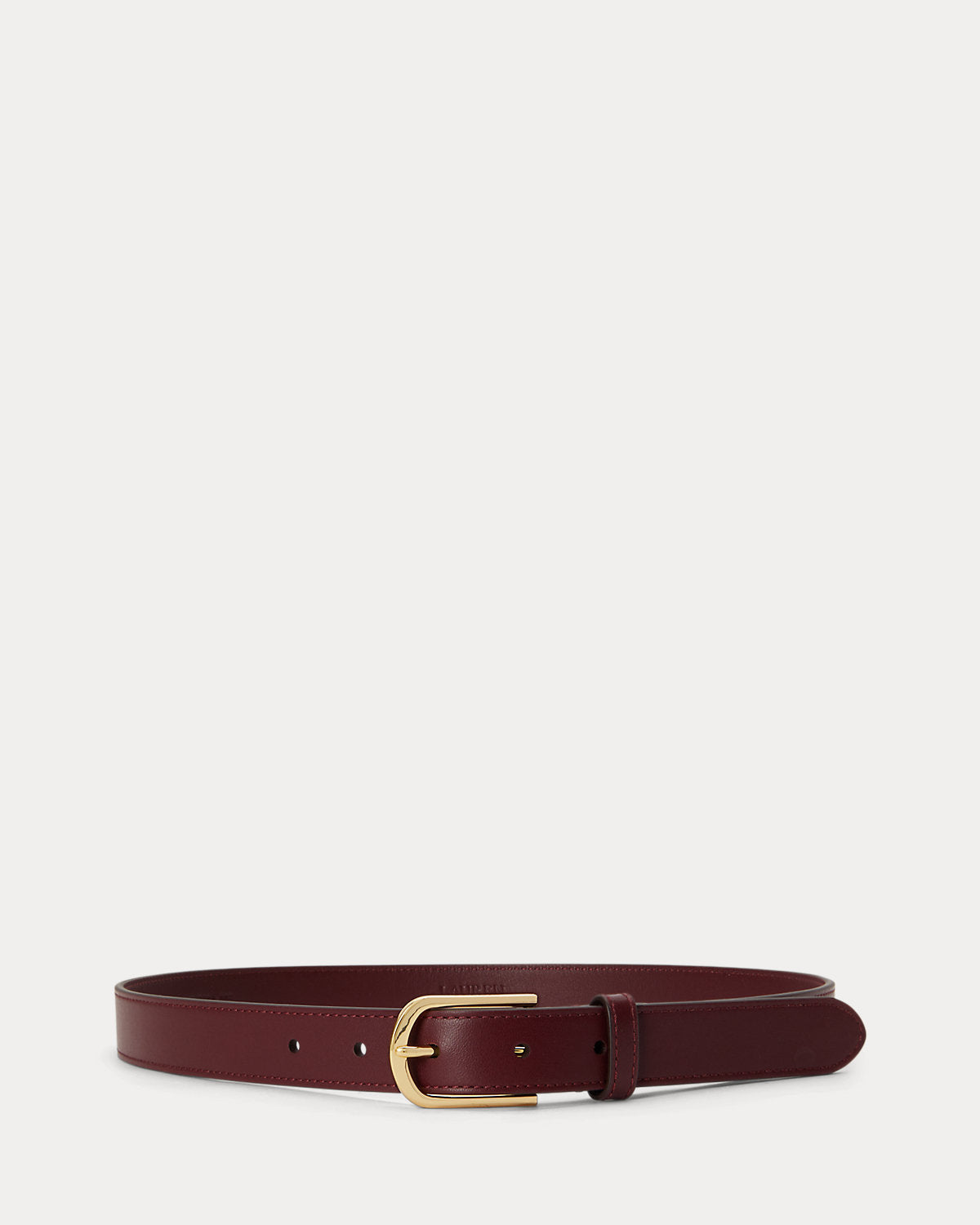 Rounded-Buckle Leather Skinny Belt