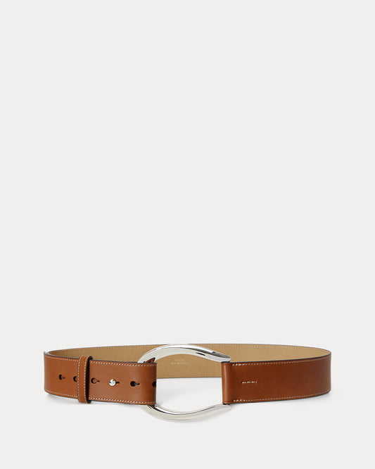 Stirrup-Buckle Wide Leather Belt