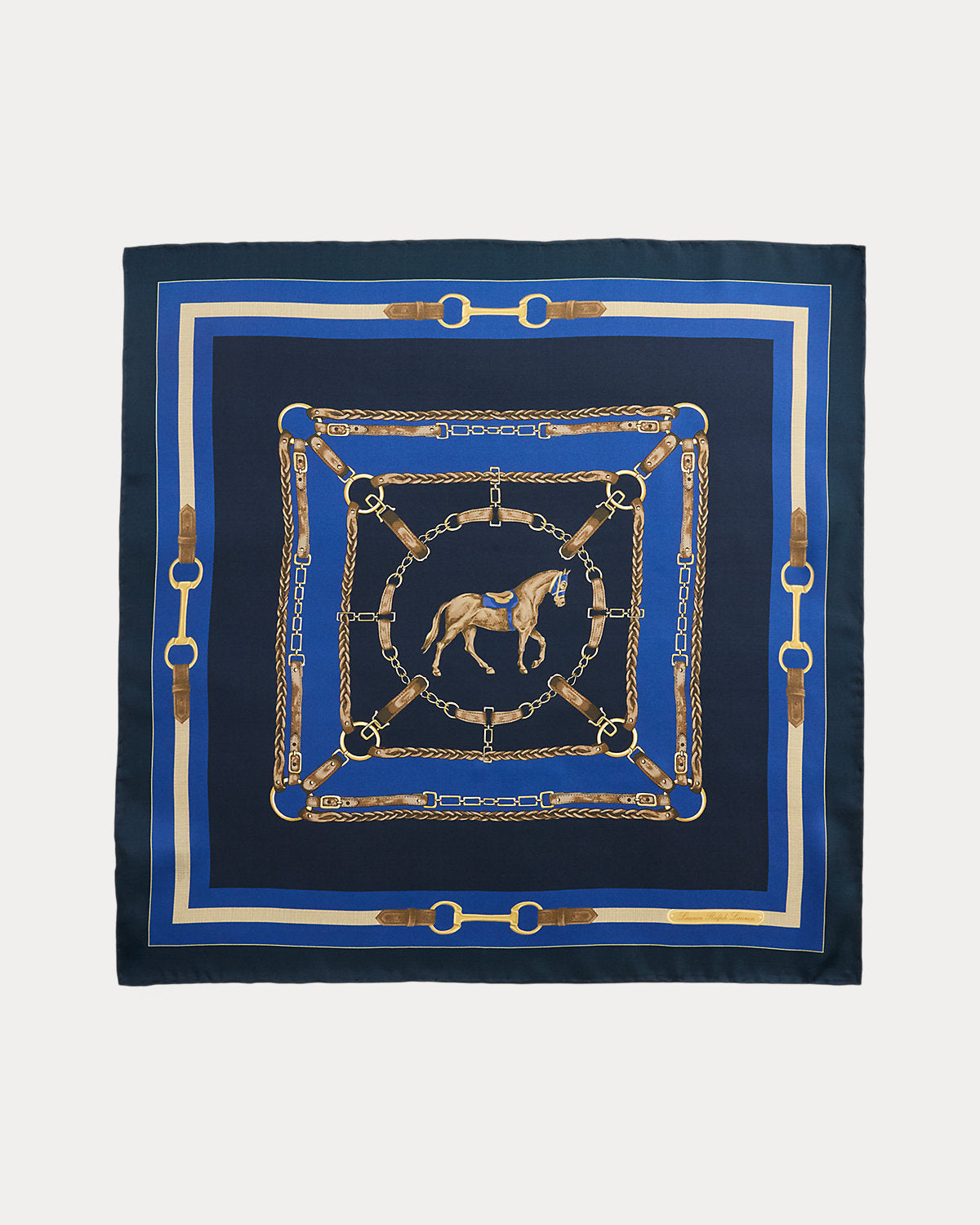 Horse & Belting-Print Silk Square Scarf