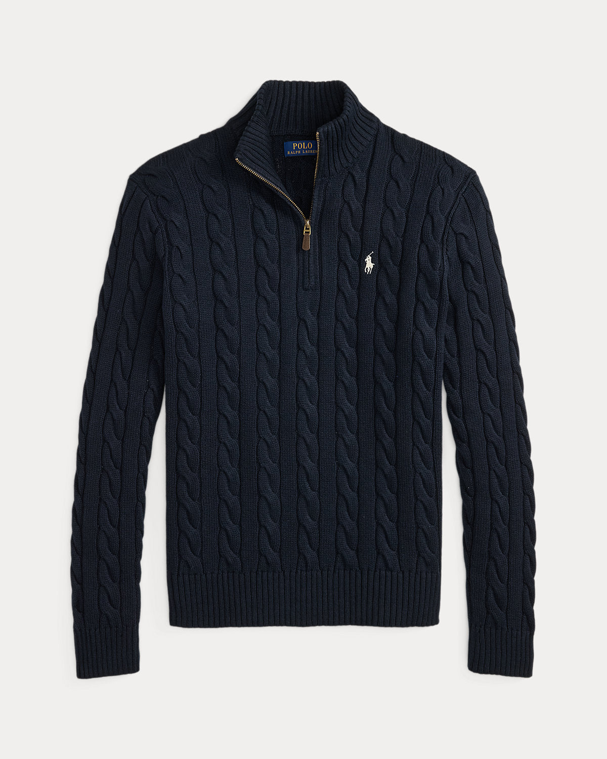Cable-Knit Cotton Quarter-Zip Sweater