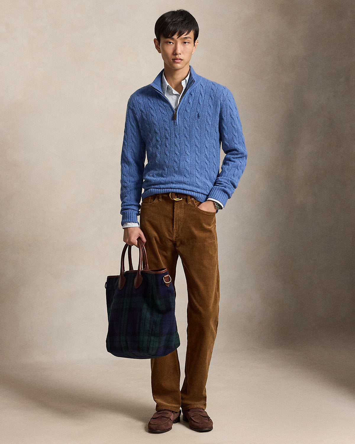 Cable-Knit Quarter-Zip Sweater