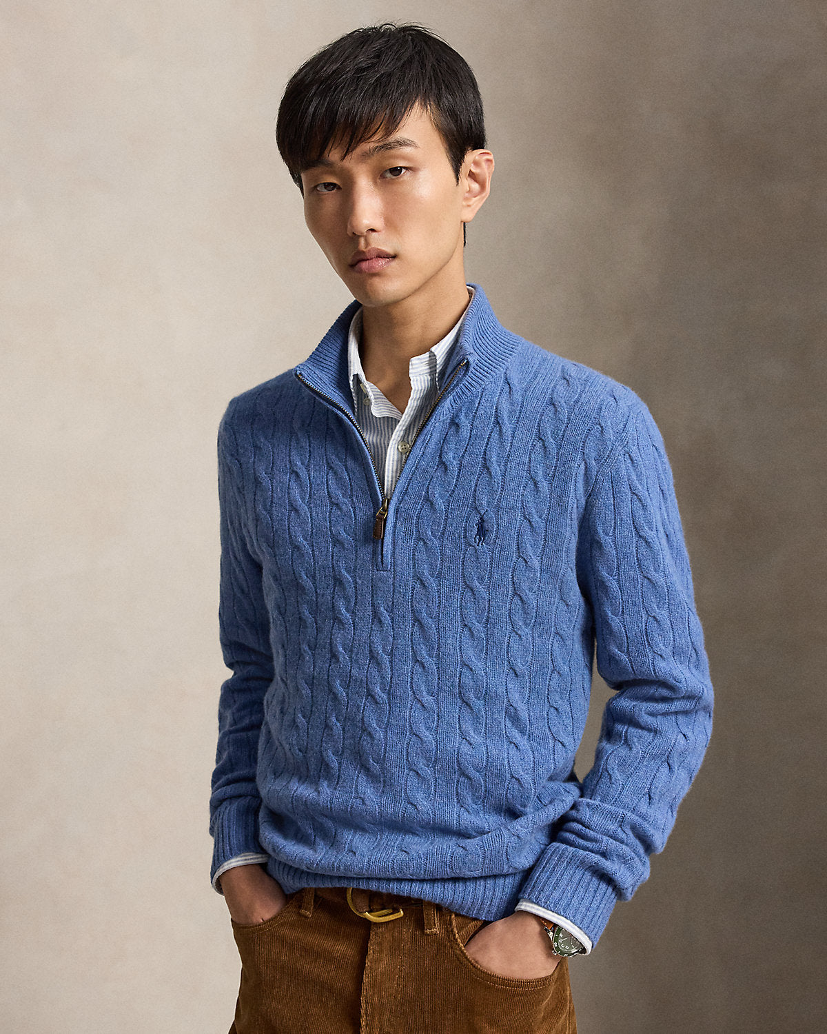 Cable-Knit Quarter-Zip Sweater