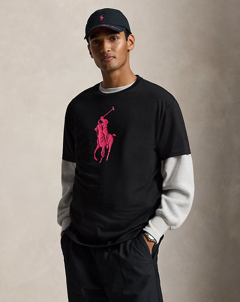 Pink Pony Classic Fit Jersey T-Shirt Polo Black
