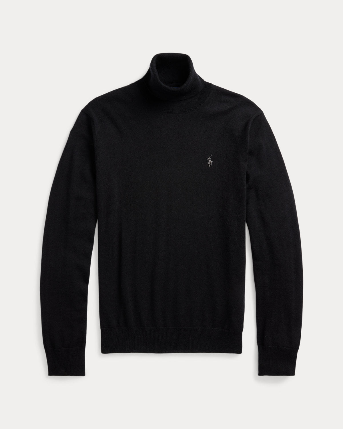 Washable Wool Roll Neck Jumper Polo Black