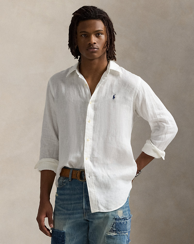 Slim Fit Linen Shirt Ceramic White