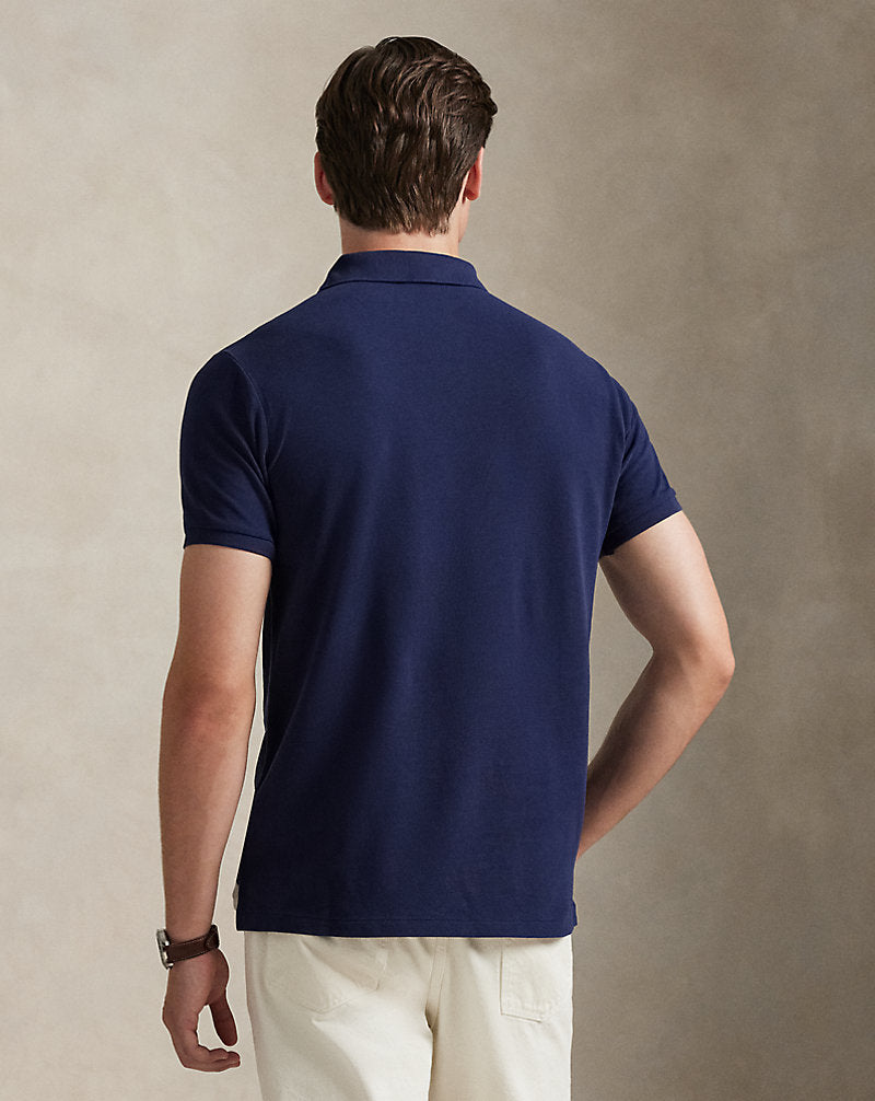 Custom Slim Fit Big Pony Mesh Polo Shirt Newport Navy/White