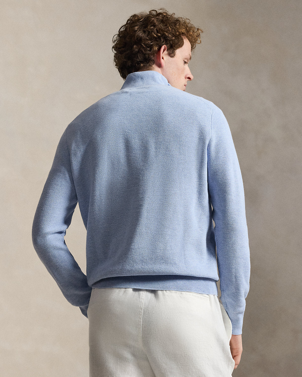 Mesh-Knit Cotton Quarter-Zip Sweater