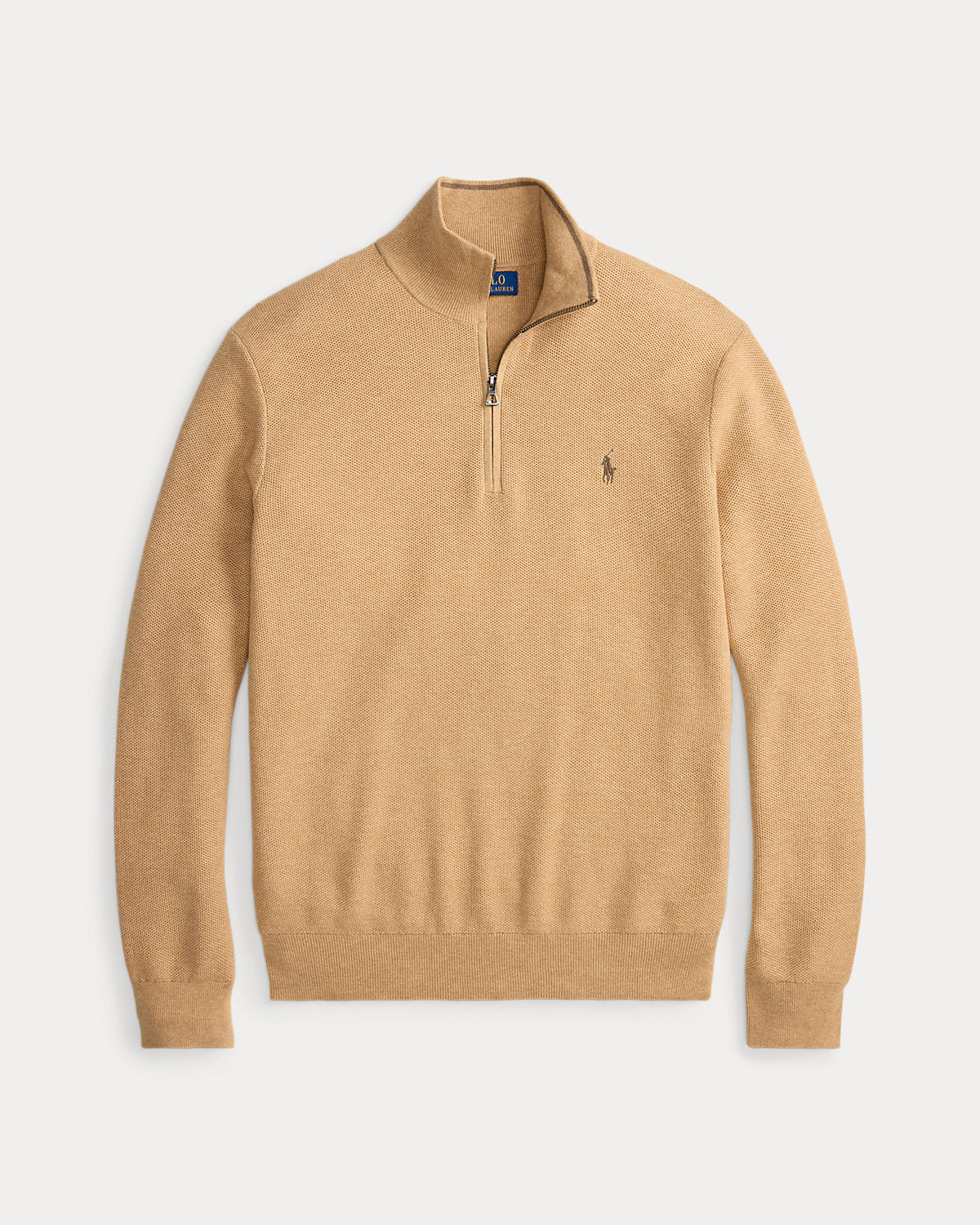 Mesh-Knit Cotton Quarter-Zip Sweater