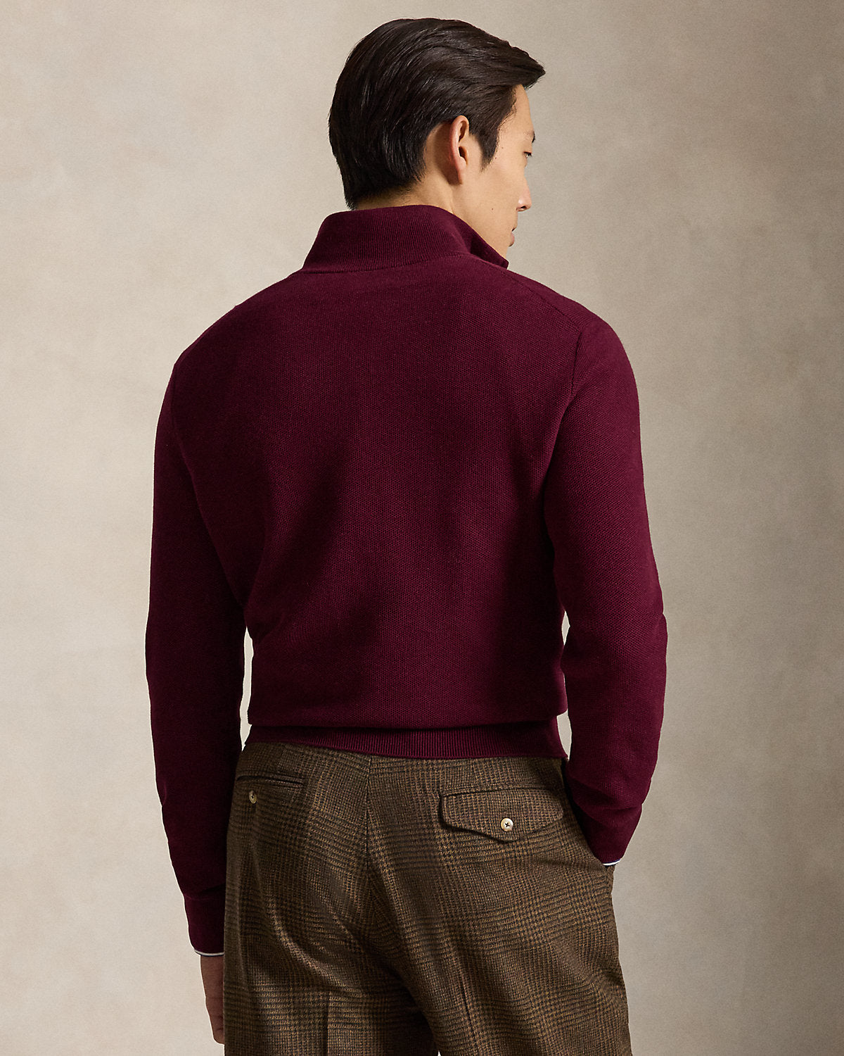 Mesh-Knit Cotton Quarter-Zip Sweater