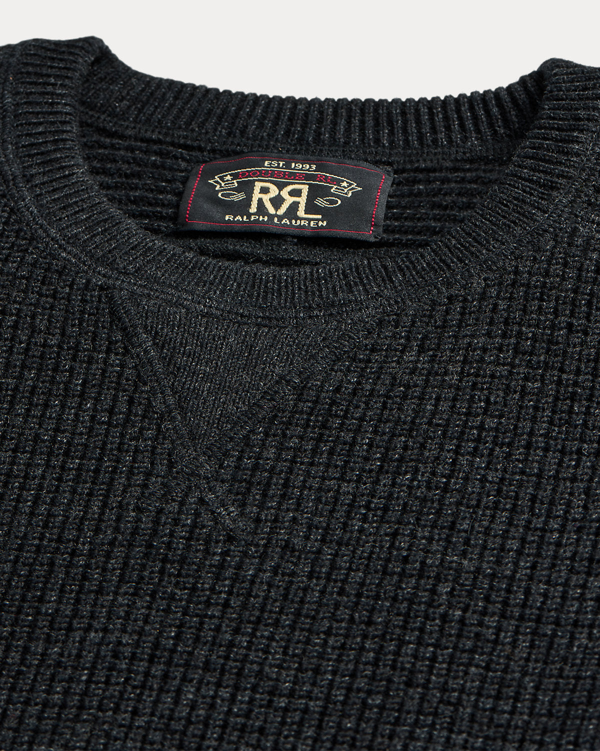 Waffle-Knit Cotton-Wool Jumper Black Heather