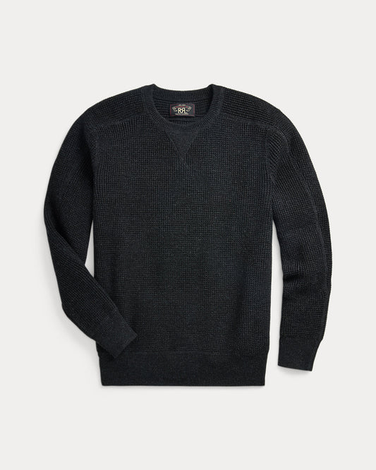 Waffle-Knit Cotton-Wool Jumper Black Heather