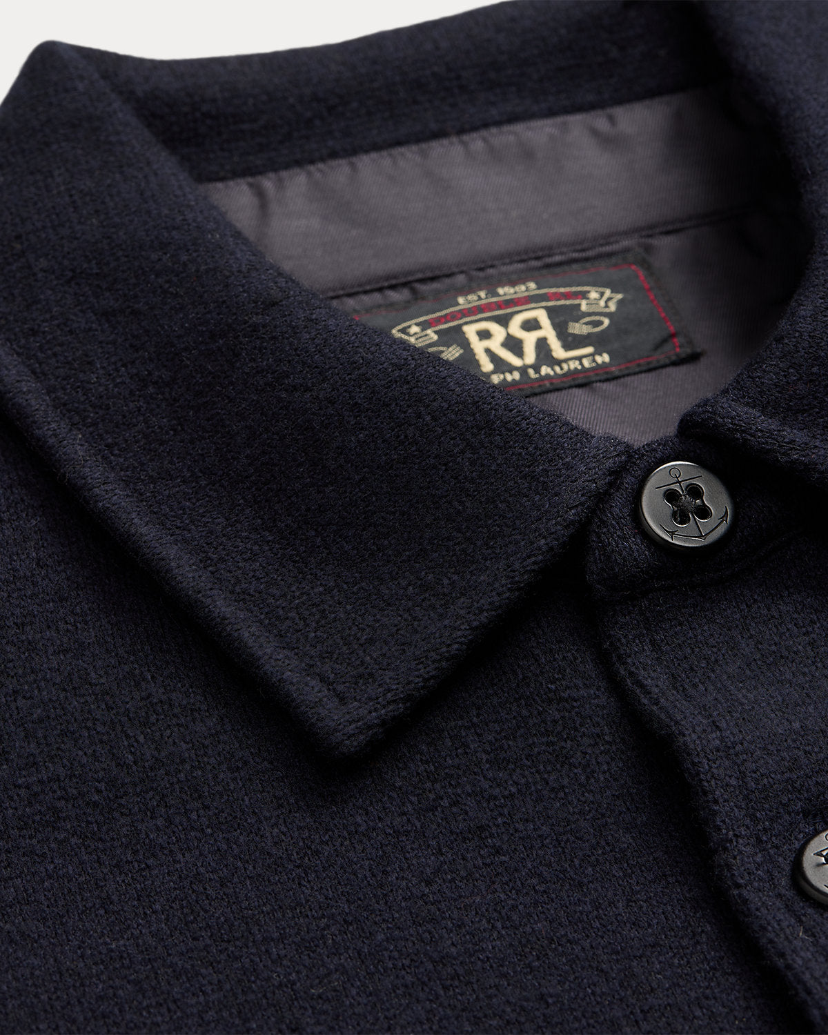 Birdseye Jacquard Wool Workshirt Jumper Navy