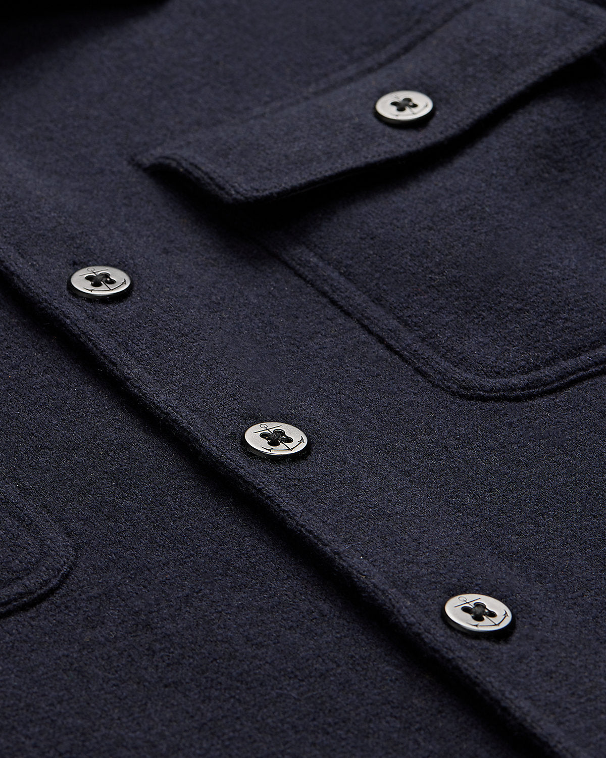 Birdseye Jacquard Wool Workshirt Jumper Navy