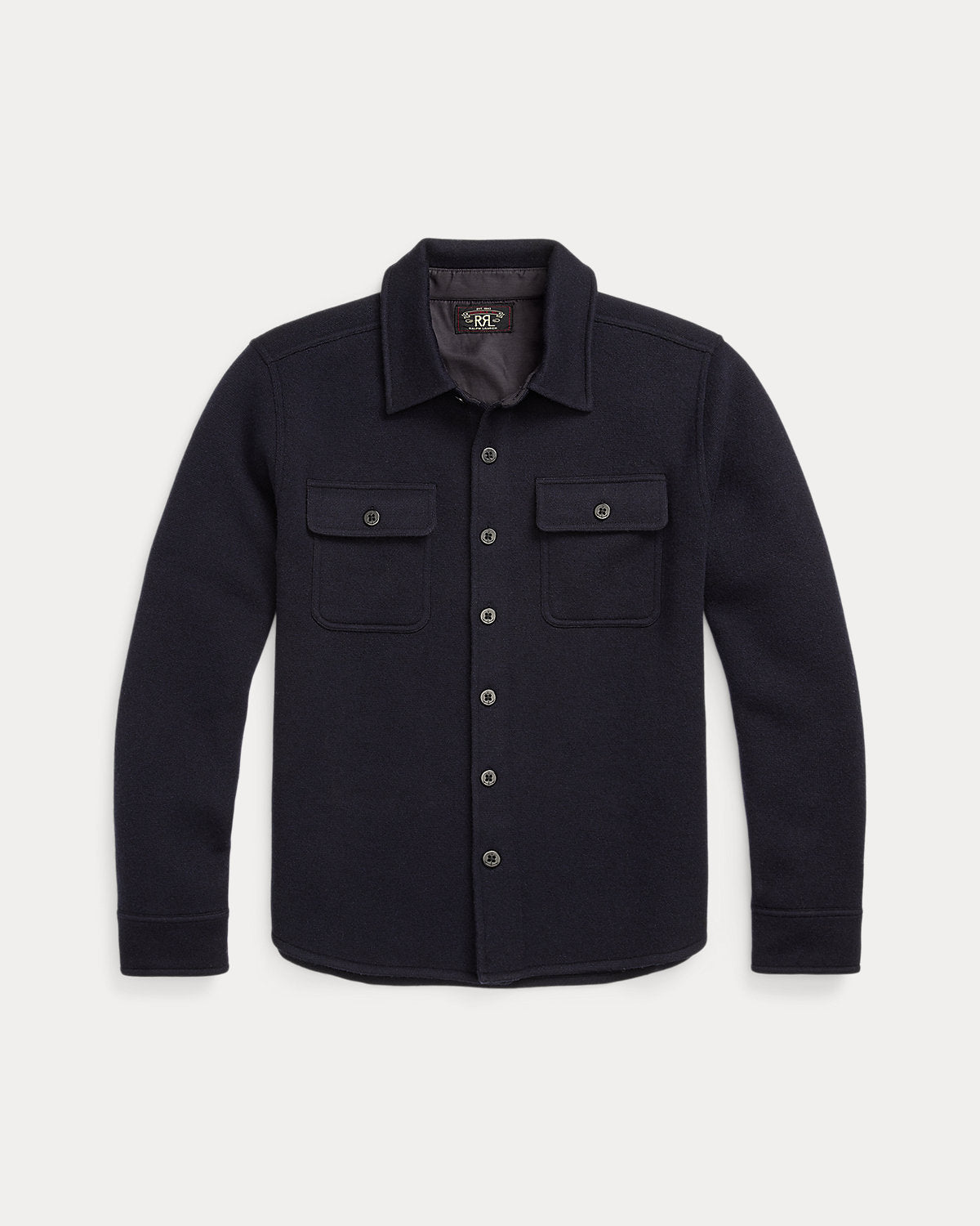 Birdseye Jacquard Wool Workshirt Jumper Navy