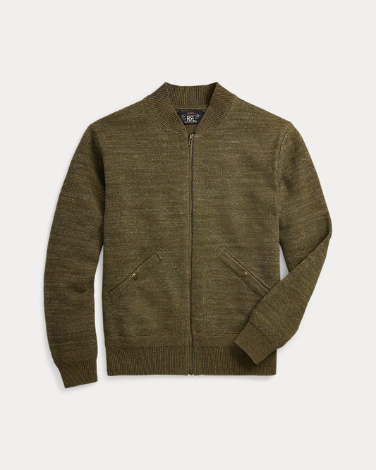 Cotton-Wool Full-Zip Jumper Olive Heather