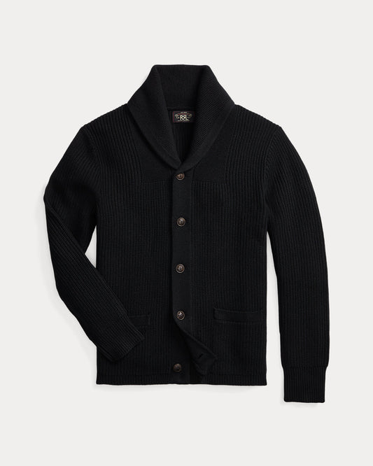 Cashmere Shawl-Collar Cardigan Black